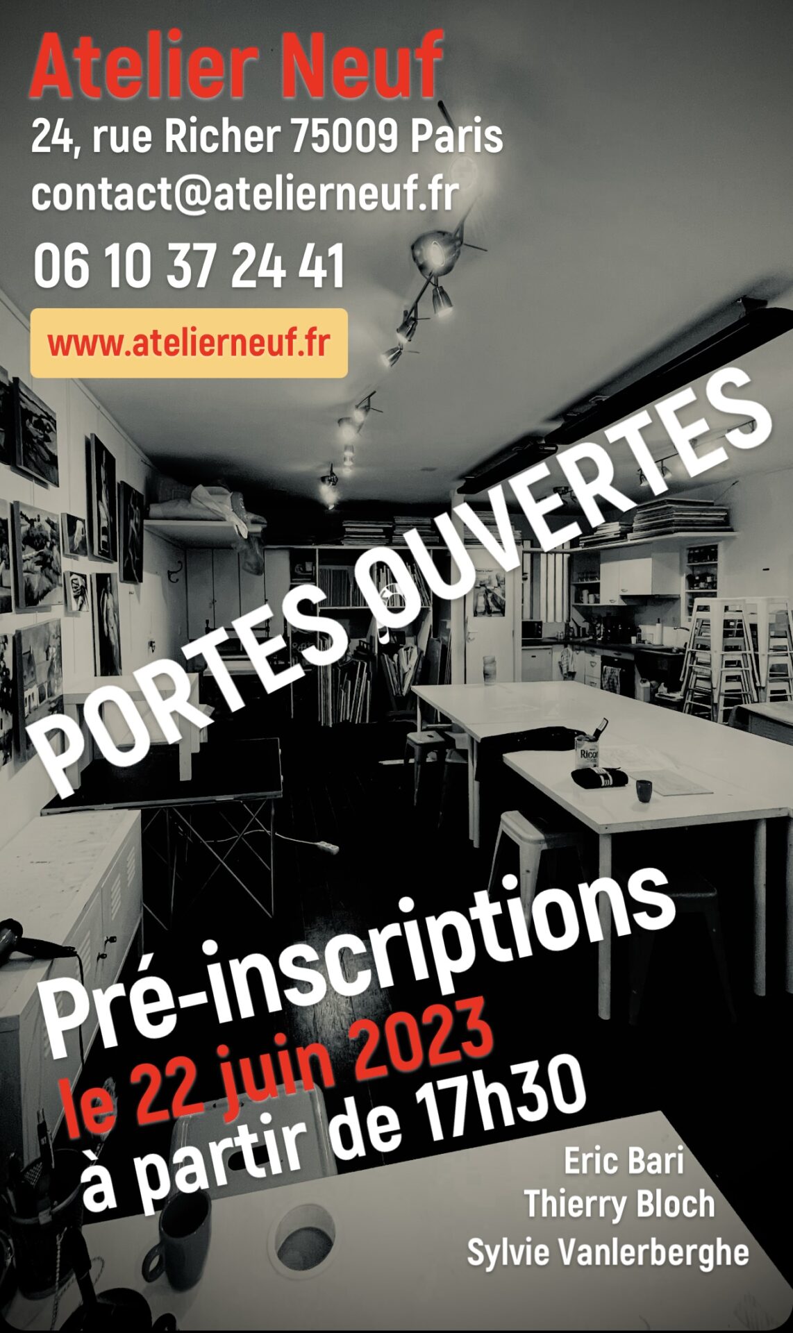 Portes ouvertes Atelier Neuf - pré-inscriptions le 22/06 à partir de 17h30